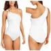 Michael Kors Swim | Michael Kors One Shoulder Logo Swimsuit Size 14 | Color: White | Size: 14