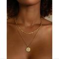 Anthropologie Jewelry | Anthropologie Minimalist Layered Italian Grecian Coin Pendant Gold Neckl | Color: Gold | Size: Os