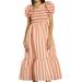 Anthropologie Dresses | Dra Nicole Striped Organza Midi Dress In Peach Nwt | Color: Orange/Pink | Size: Various