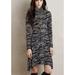 Anthropologie Dresses | Maeve Anthropologie Dress Small Jersey Knit Print Black Long Sleeve Turtleneck | Color: Black | Size: S