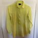 J. Crew Tops | Jcrew Neon/White Checked Button Front Blouse. Size 4 Tall | Color: Yellow | Size: 4