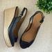 Coach Shoes | Coach Espadrille 3.25” Wedge Black Leather Sling Back Sandals Size 8.5 | Color: Black/Tan | Size: 8.5