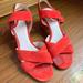 J. Crew Shoes | J. Crew Suede Block Heel Sandals | Color: Red | Size: 9.5