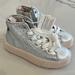 Zara Shoes | Brand New Zara Girls Metallic High Top Star Silver Sneakers Size 27 | Color: Silver | Size: 27