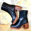 Free People Shoes | Free People Ruby Ankle Boot Black Leather Brown Platform Block Heel Zip | Color: Black | Size: 39/9