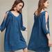 Anthropologie Dresses | Anthropologie Holding Horses Leyton Dress M Medium Blue Open 3/4 Sleeve Swing | Color: Blue | Size: M