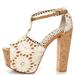 Jessica Simpson Shoes | Jessica Simpson Dany 4 Cream Macrame Fabric Lace Platform Heels | Color: Tan/White | Size: 9