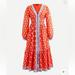 J. Crew Dresses | J. Crew Red Button-Up Tiered Dress In Block Print Size 2 | Color: Blue/Red | Size: 2