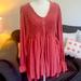 Free People Dresses | Free People Flowing Dress Flared Sleeves And Body Dark Pink Size L | Color: Pink/Red | Size: L