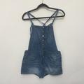 American Eagle Outfitters Jeans | American Eagle Button Front Adjustable Tie Overalls Shorts Size Small Spring | Color: Blue | Size: Small