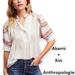 Anthropologie Tops | Anthropologie White Cotton Multicolor Embroidered Blouse By Akemi + Kin Size M | Color: Pink/White | Size: M