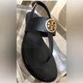 Tory Burch Shoes | New In Box Tory Burch Benton Flat Thong Sandal Leather In Black Size 6.5 | Color: Black | Size: 6.5
