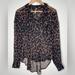 Free People Tops | Free People Button Up Blouse Womens Size Small Brown Black Cheetah Print Sheer | Color: Black/Brown | Size: S