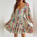 Free People Dresses | Free People Summer Printed Mini Dress Size S | Color: Blue/Cream | Size: S
