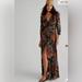 Free People Dresses | Free People Lennon Patterned Maxi Dress Button Front Long Sleeves Womens S | Color: Black/Brown | Size: S