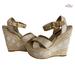 Louis Vuitton Shoes | Authentic Louis Vuitton Beige Canvas Monogram Nil Espadrille Wedge Sandals 35/5 | Color: Tan | Size: 5