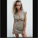 Zara Dresses | Blogger's Fave! Linen Blend Short Dress Size L Nwt | Color: Gray/Tan | Size: L