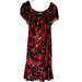 Lularoe Dresses | Lularoe Velvet Off Shoulder Ruffle Dress Black Red Floral Sz L | Color: Black/Red | Size: L