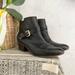 Coach Shoes | Coach 7.5 Black Leather Pauline Low Stacked Heel Ankle Bootie Boot | Color: Black/Gold | Size: 7.5