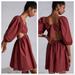 Anthropologie Dresses | Forever That Girl Anthro Scalloped Puff Sleeve Cut-Out Mini Rust Dress Size S | Color: Brown | Size: S