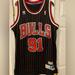 Adidas Shirts | Adidas Hardwood Classic. Size - L. Black/Red Pinstripe 90’s Bulls Jersey- Rodman | Color: Black | Size: L