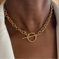 Free People Jewelry | Free People Gold Chain Toggle Necklace | Color: Gold | Size: Os