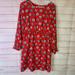 J. Crew Dresses | J. Crew Red Floral Long Sleeve Ruffle Dress Size 8 | Color: Blue/Red | Size: 8