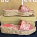 Michael Kors Shoes | Michael Kors Sadler Wedge Mk Outline Jqd/Emb Mk Tea Rose 49s3sdfa1y New | Color: Pink/Tan | Size: Various
