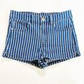 American Eagle Outfitters Shorts | American Eagle Shorts Womens Size 6 Blue White Striped High Rise Shortie Denim | Color: Blue/White | Size: 6