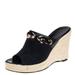 Gucci Shoes | Gucci Black Gg Canvas And Leather Wedge Espadrille Sandals Size 6 1/2 | Color: Black/Cream | Size: 6.5