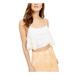 Free People Tops | Free People Womens White Patterned Spaghetti Strap Square Neck Top L | Color: White | Size: L