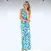 Lilly Pulitzer Dresses | Lilly Pulitzer Essie Maxi Dress Tropical Turquoise Elephant Appeal Xs | Color: Blue/White | Size: Xs