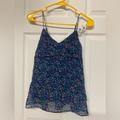 American Eagle Outfitters Tops | 5/$10 American Eagle Outfitters Blue Floral Tank Top Size Xsmall | Color: Blue/Tan | Size: Xs