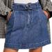 Free People Skirts | Free People Jade Denim Belted Skirt 26 Casual Boho Short Retro Minimalist | Color: Blue | Size: 26