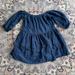 Free People Dresses | Free People Navy Candy Shop Off Shoulder Mini Dress Xs Boho Summer Picnic Party | Color: Blue | Size: Xs