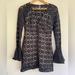 Free People Dresses | Free People Back To Black Crochet Long Bell Sleeve Mini Dress Size 4 | Color: Black/Cream | Size: 4