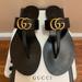 Gucci Shoes | Gucci Marmont Black Leather Thong Sandal Size 36 | Color: Black/Gold | Size: 36