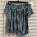 American Eagle Outfitters Tops | American Eagle Blue White Striped Off The Shoulder Top! | Color: Blue/White | Size: M