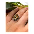 Anthropologie Jewelry | Anthro Topaz Gemstone Framed Vintage Inspired Adjustable Size Ring | Color: Tan/Yellow | Size: Os