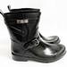 Coach Shoes | Coach Lester Black Rubber Boots Mid-Calf Dark Silver Accents/Buckles Size 7 | Color: Black | Size: 7