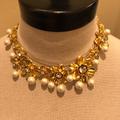 J. Crew Jewelry | J Crew Pansy Gold Pearl Flower Crystal Necklace | Color: Gold/White | Size: Os