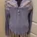 Free People Tops | Free People Blue Sz Sm/P Top With White & Tan Flower Detail On Top And Back | Color: Blue/White | Size: Sp