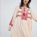 Free People Dresses | Free People Dress Creamred Embroidery Oversized Xs | Color: Cream/Red | Size: Xs Oversized For Fit S