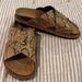 Free People Shoes | Free People Side Slides Footbed Sandals Snake Skin Pattern. “Birkenstock Like” | Color: Black/Tan | Size: 8