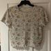 American Eagle Outfitters Tops | American Eagle Outfitters Gray Floral Waffle Knit Cropped Tshirt In Size Large | Color: Gray/Pink | Size: L