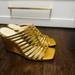 Jessica Simpson Shoes | Gold Strappy Slip-On Wedge Sandal Shoe Jessica Simpson | Color: Gold | Size: 11