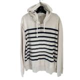 J. Crew Shirts | J.Crew Cotton Sweatshirt Hoody Drawstrings White Stripes Sweater Size Large | Color: Black/White | Size: L