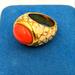 Coach Jewelry | Coach Coral Cabochon And White Enamel Gold Tone Ring Sz 6 3/4 | Color: Gold/Orange | Size: Os