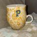 Anthropologie Dining | Anthropologie Homegrown Monogram P” Gold Floral Birds Coffee Cup Mug | Color: Cream/Gold | Size: See Description