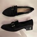 Nine West Shoes | Nine West Black Buckle Loafer Flat Shoes | Color: Black/Silver | Size: 8